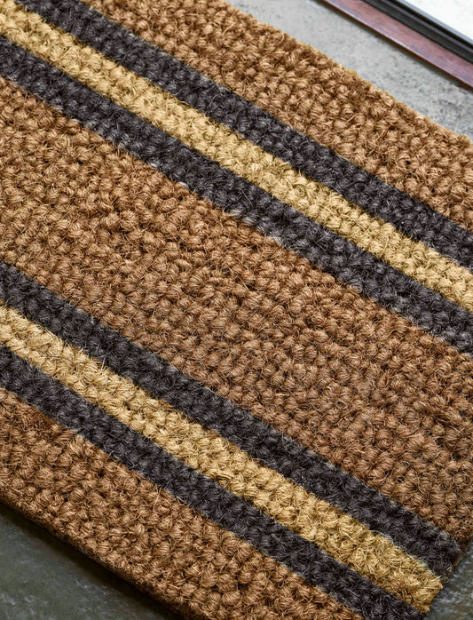 Hatford Stripe Doormat Small Antique Brown