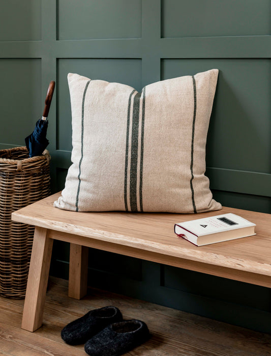 Windrush Stripe Cushion 60x60 Forest Green