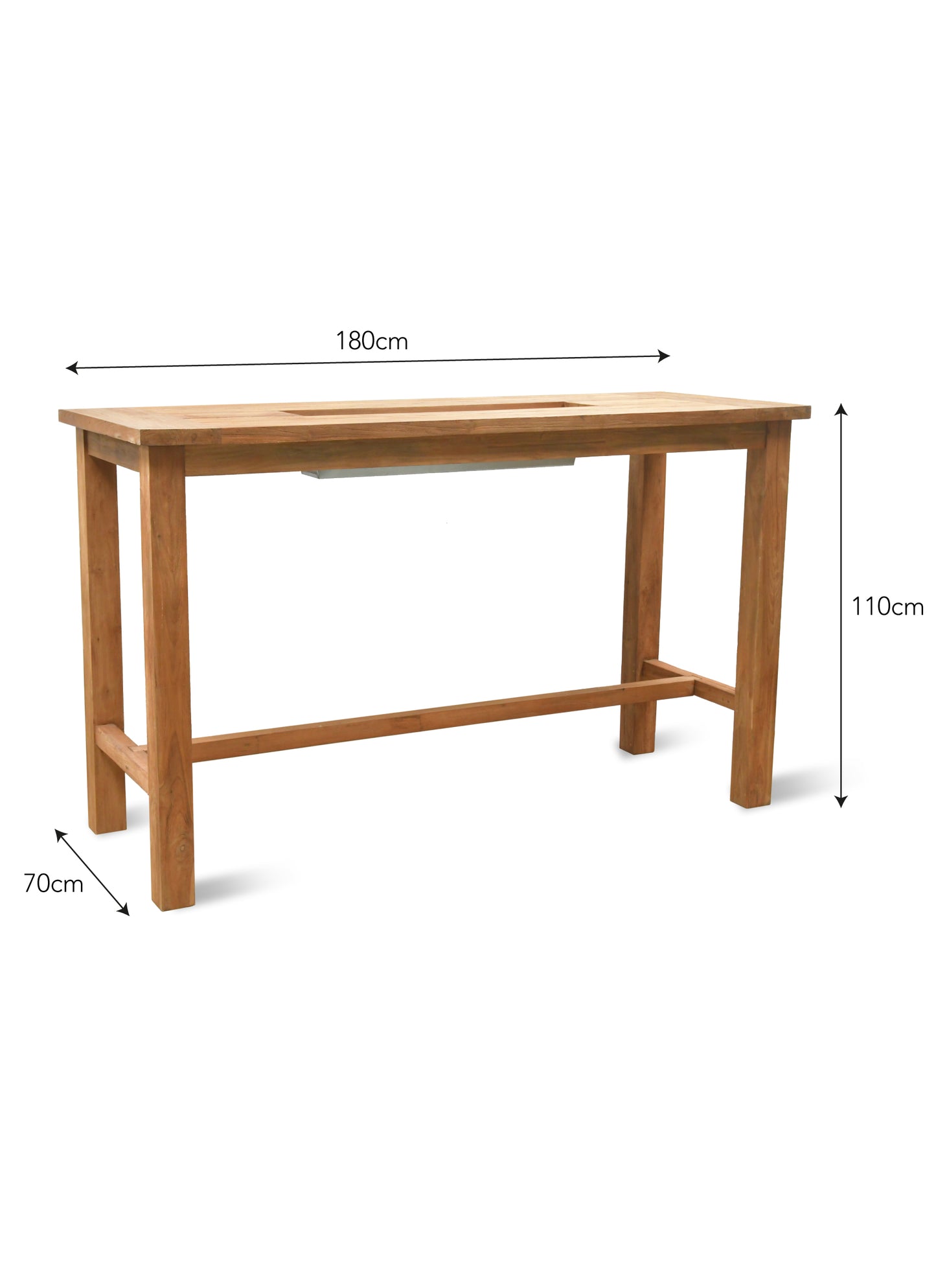 St Mawes Bar Table with Trough 180cm