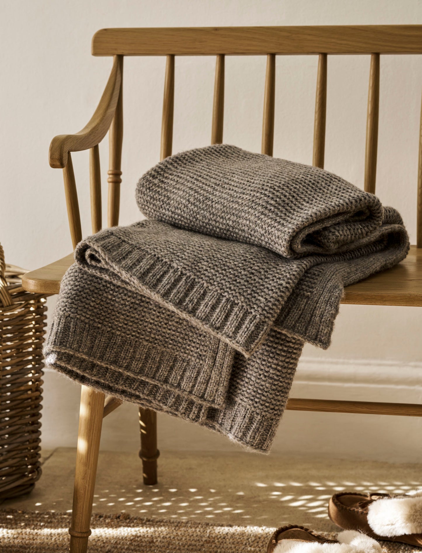 Bartley Knit Throw Grey Wool