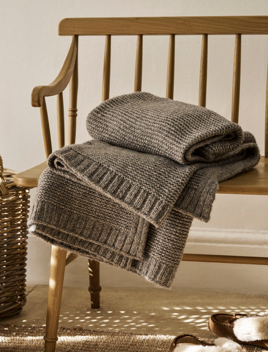 Bartley Knit Throw Grey Wool