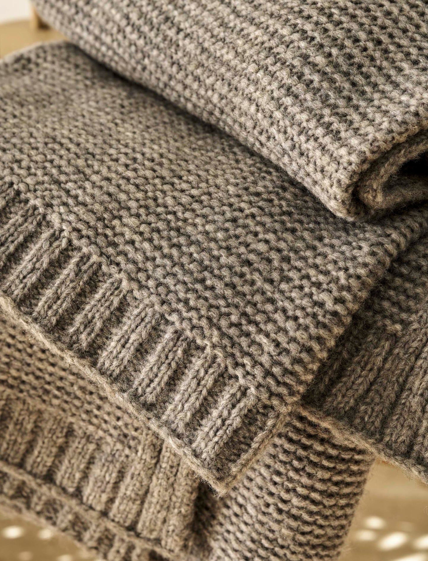Bartley Knit Throw Grey Wool