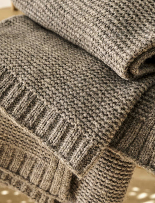 Bartley Knit Throw Grey Wool