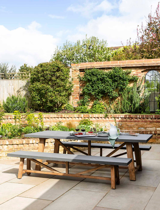 Chilford Table & Bench Set Large Grey