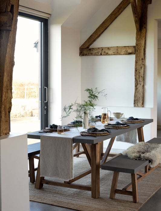 Chilford Table & Bench Set Large Grey