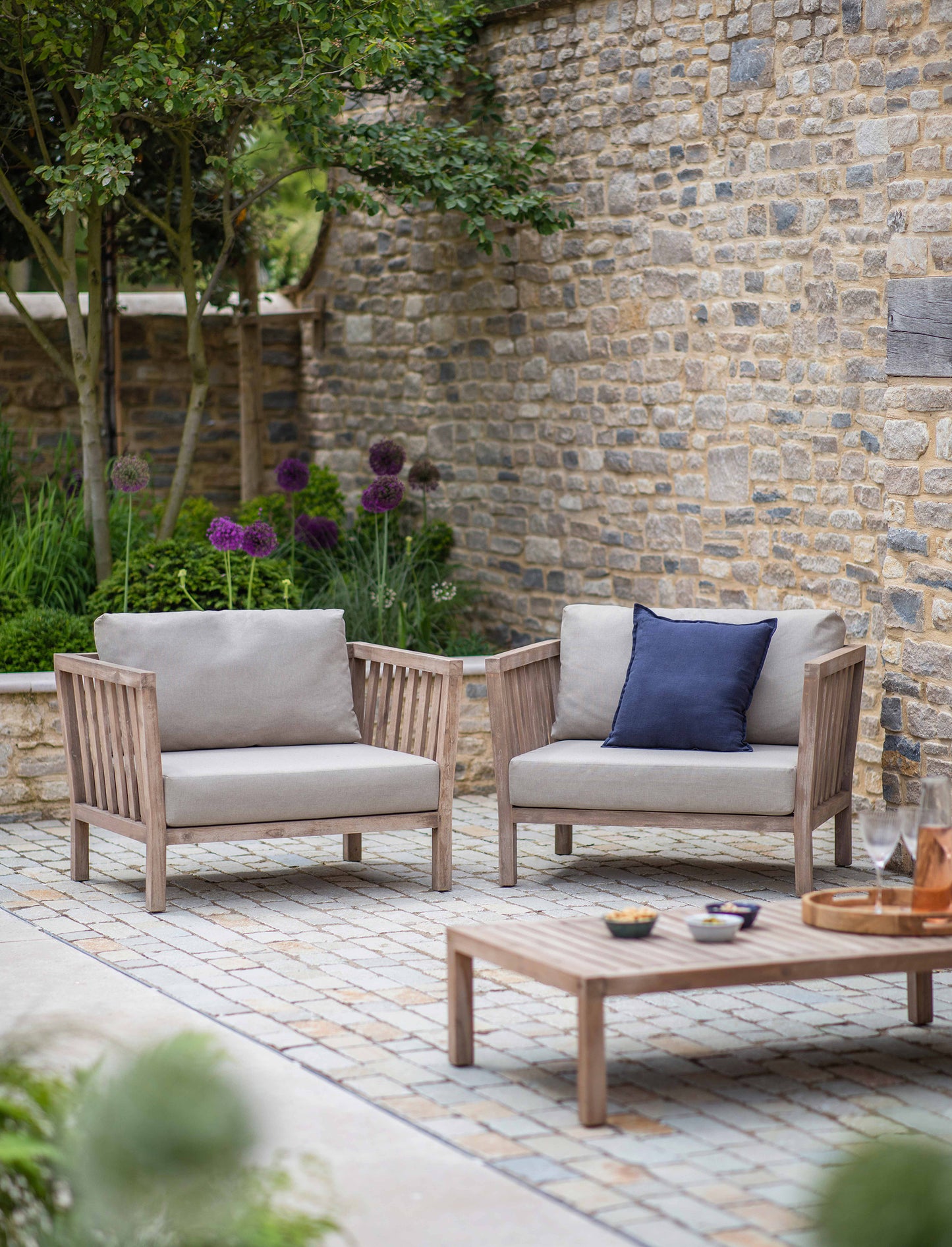 Porthallow Armchair & Table Set Natural