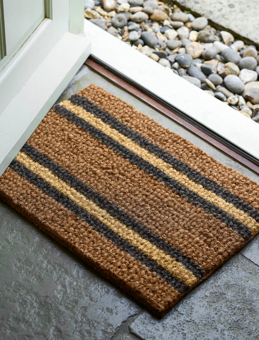 Hatford Stripe Doormat Small Antique Brown