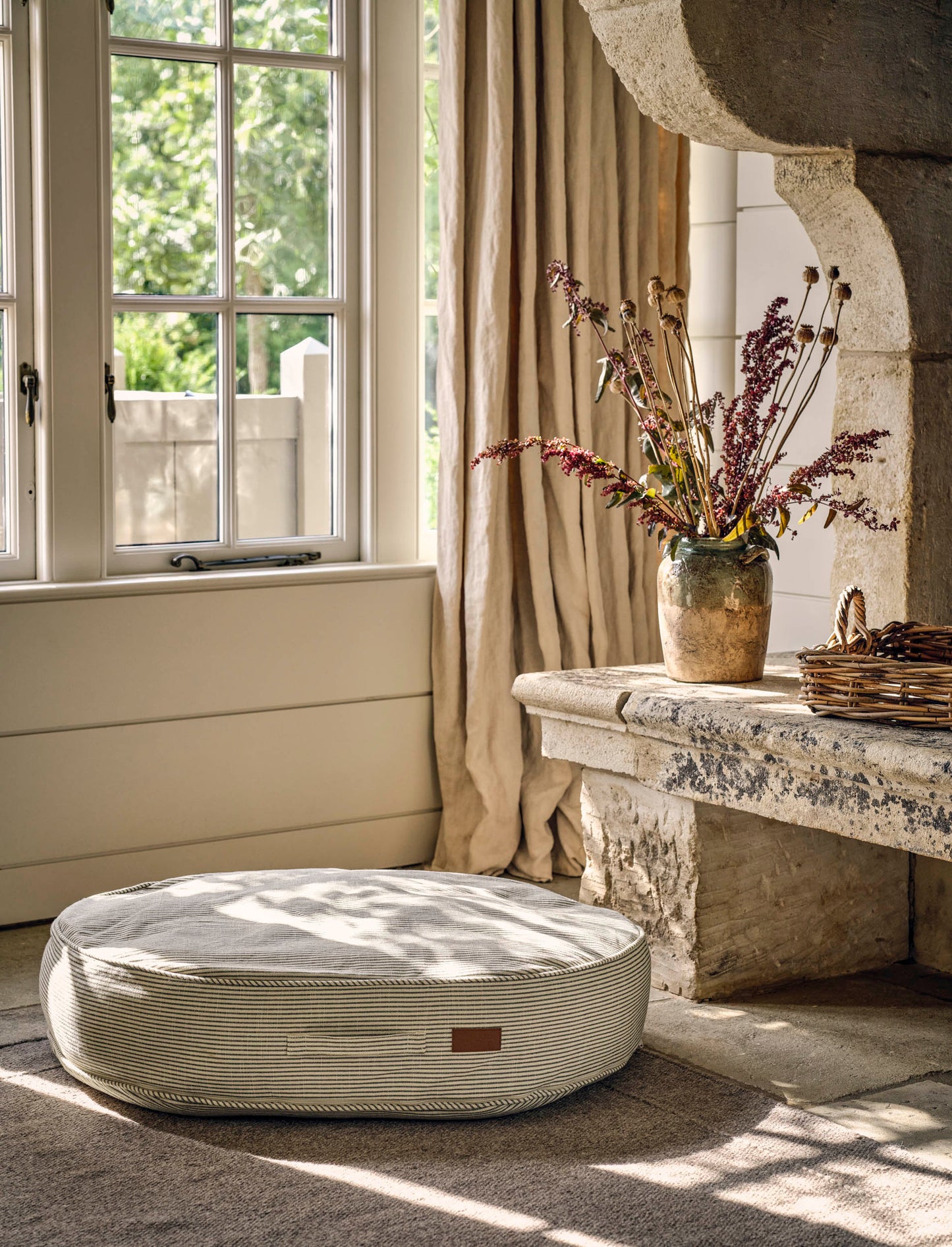 Oaklands Stripe Pet Cushion Oval Large Fern