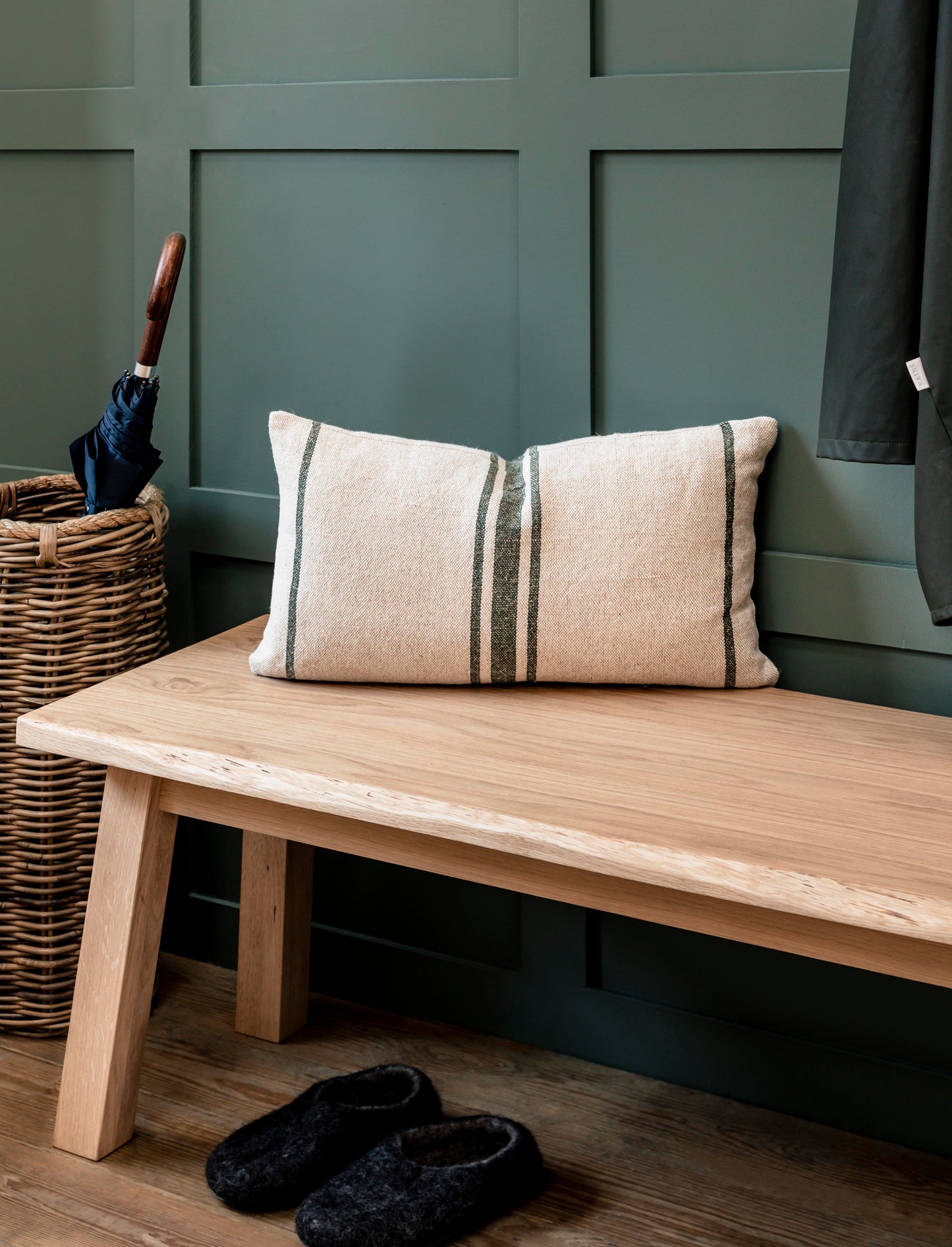 Windrush Stripe Cushion 30x50 Forest Green