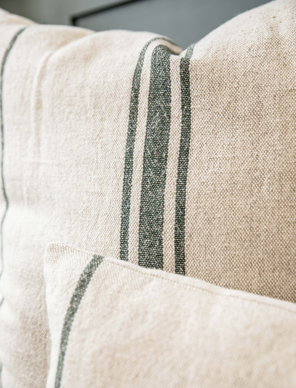 Windrush Stripe Cushion 60x60 Forest Green